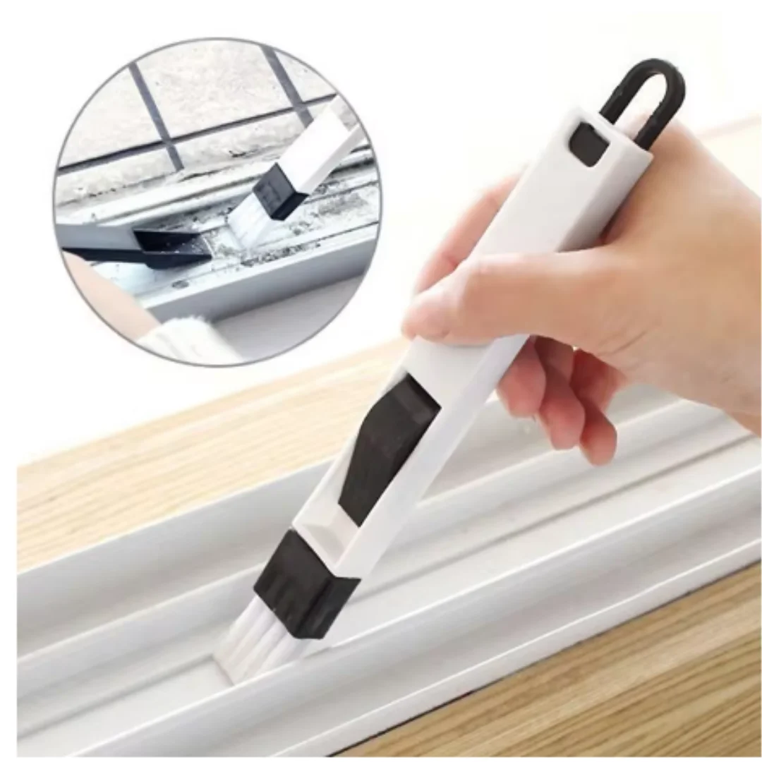 2 In 1 Window Groove Cleaning Brush, Portable Crevice Dustpan Cleaner for Window Track Keyboard Tile Gap Household Cleaning Tool