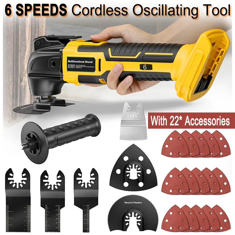 Outil multifonction oscillant pour batterie DEWALT 18V, tondeuse Portable sans fil, pelle de polissage, outil électrique de coupe pour le travail du bois