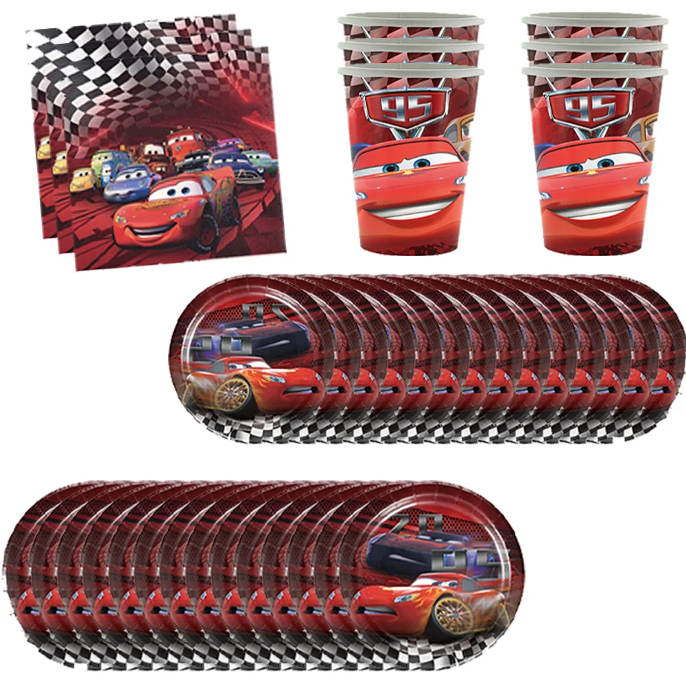 Car Theme Birthday Decorations Party Disposable Tableware Paper Napkins Cups Plates Tablecloths Straw