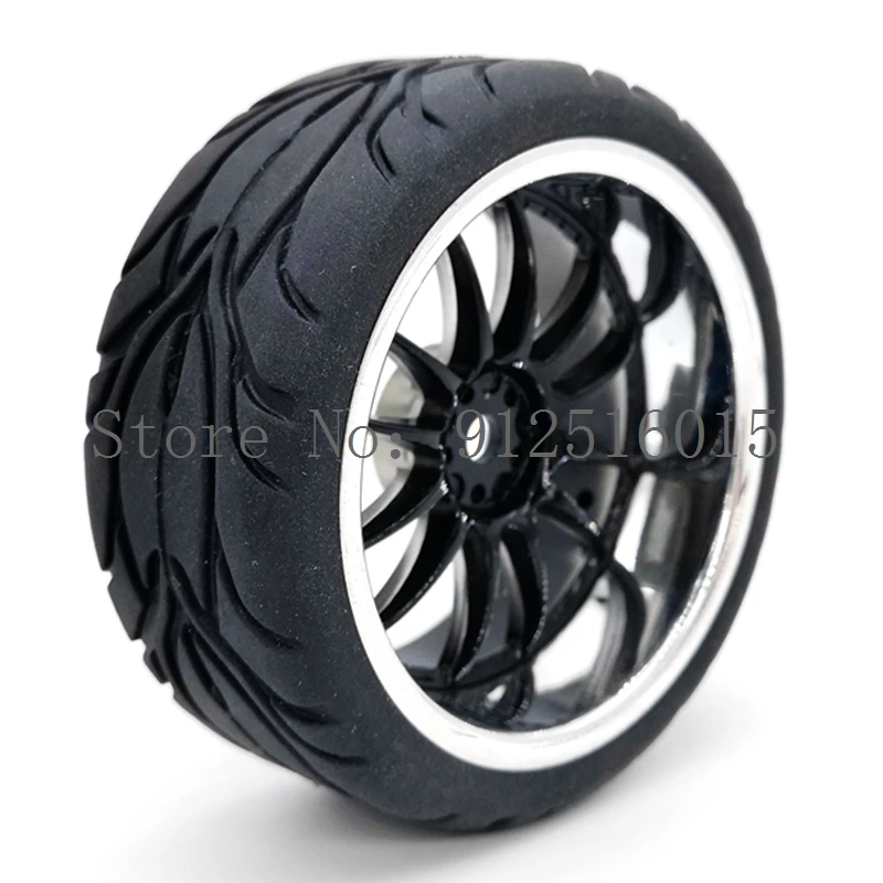 4PCS RC Tyre & Wheel Rim for 1/10 Scale Nitro Power On Road Car HSP Sonic Outer Diameter: 65 mm, Width: 26 mm