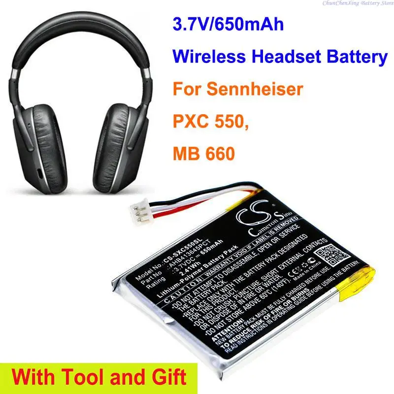 

Cameron Sino 3.7V 650mAh Wireless Headset Battery AHB413645PCT, 507271-88 for Sennheiser PXC 550, MB 660, EPOS ADAPT 660