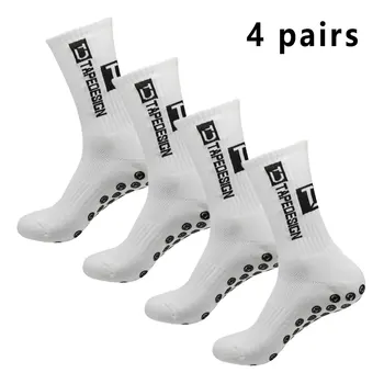 4 pairs of football socks sports socks men's mid-calf socks silicone non-slip dot socks basketball yoga socks