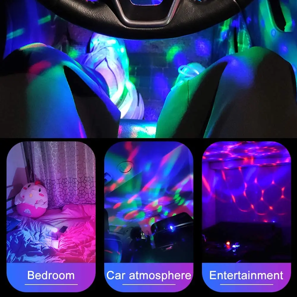 D2 Dj Lighting Sound Party Auto USB Disco Ball Lights RGB Multi Color Car Atmosphere Room Decorations Lamp Magic Strobe Light