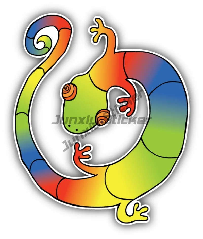 Cartoon Animal Colored Gecko Car Stickers for Car Windows Bumpers Motorcycles Various Sizes Waterproof Stickers