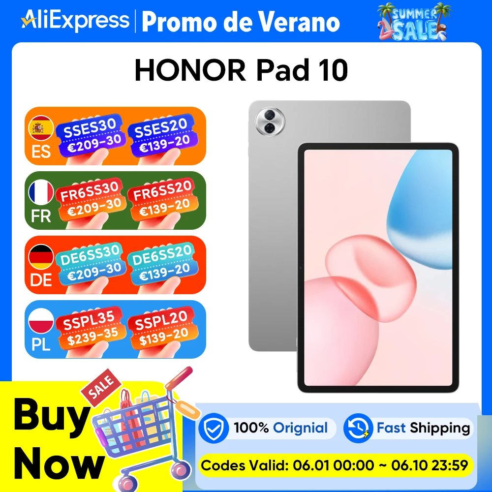 HONOR Pad 10, Tablette version européenne, écran 12,1 pouces 120 Hz 2,5K, Qualcomm Snapdragon 7 Gen 3, batterie 10100 mAh, appareil photo 8 MP