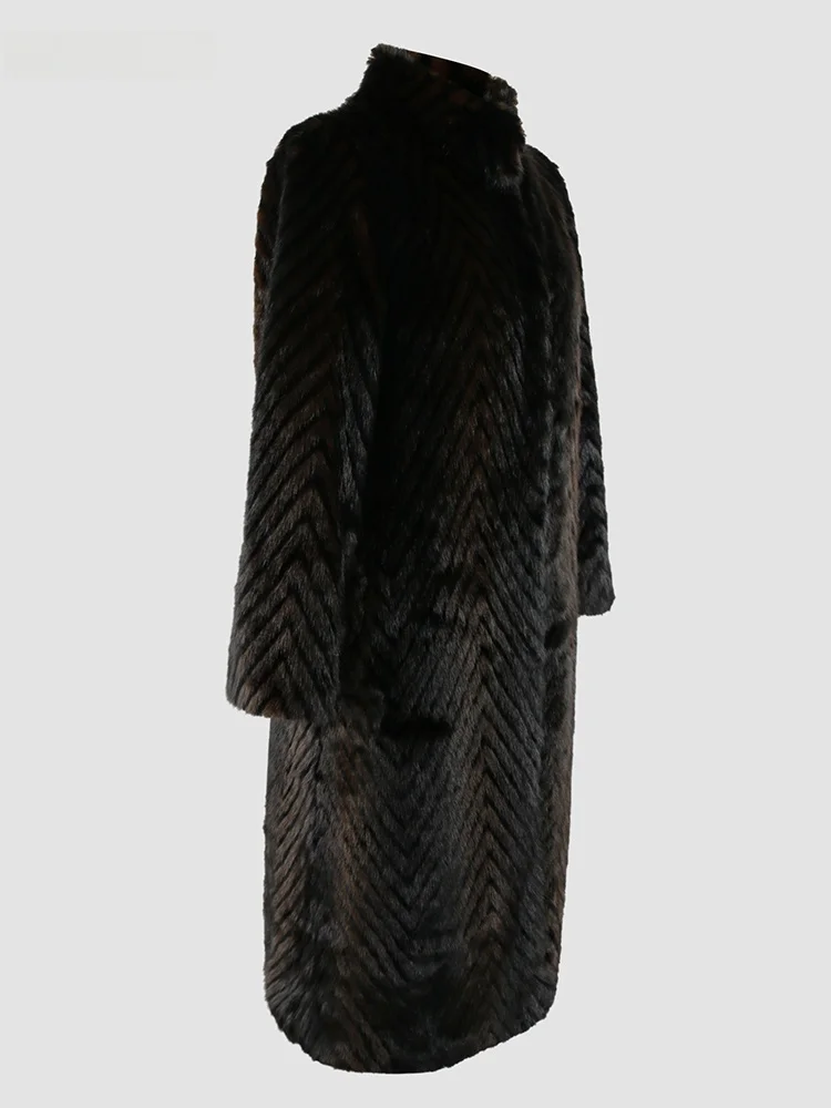 

Nerazzurri adient Long Fur Coat Women's Autumn Winter Stand Collar Fluffy Artificial Mink Coat Eco-friendly Faionable Out...