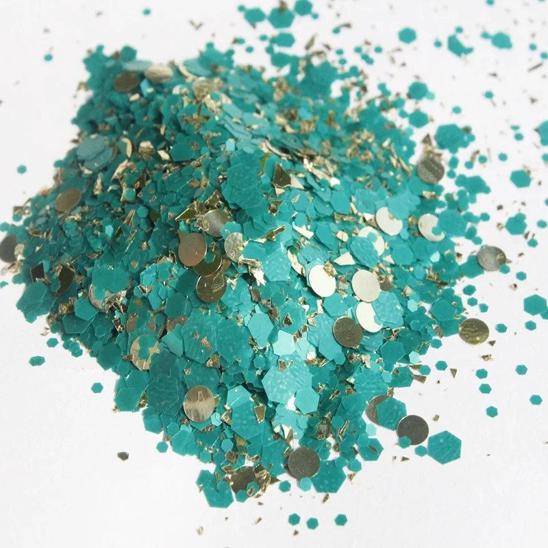 12 Kleuren/50G Suikerspin | 2 Tone Chunky Glitter Mix | Roze & Goud Dikke Matte Turquoise Metallic En Reliëf Gouden Glitter