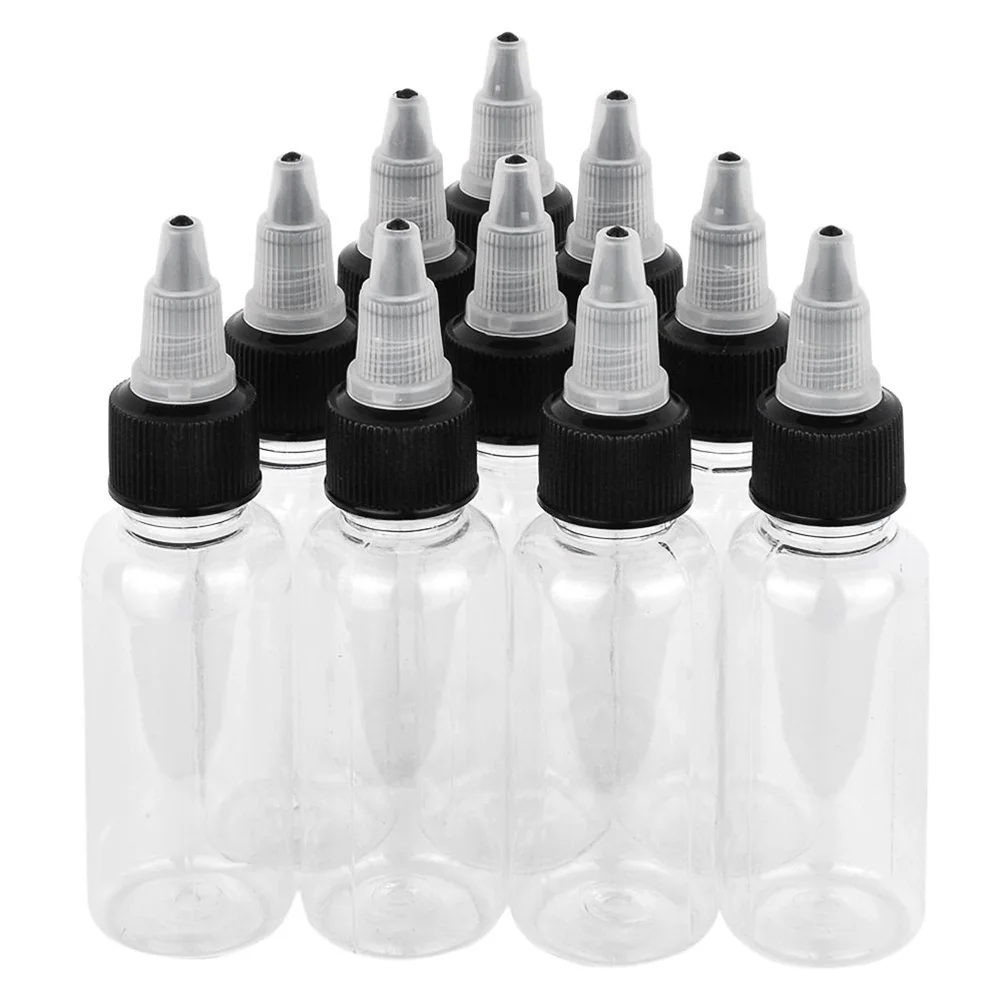 

10pcs 60Ml Empty Pigment Bottles Transparent Durable Lightweight Leakproof Ink Storage Containers For Tattoo Artists