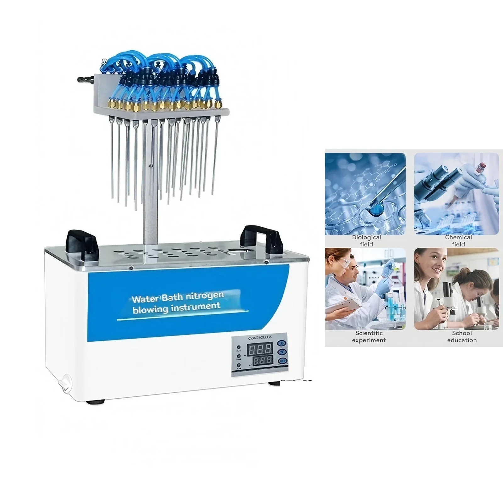 New Digital Display Heating Constant Temperature Control Laboratory Water Bath Nitrogen Blowing Instrument 24 Holes