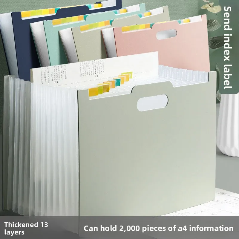 

Large Capacity Vertical Standing A4 Expanding File Folder 13 Pockets Accordion Document Organizer for Desk Storage