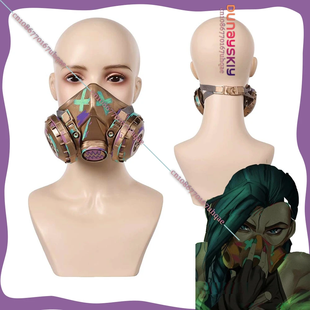 Jinx Cosplay Arcane 2 Disguise Jinx Cos Mask 18.5*8*11.5cm Women Masks Game LOL Costume Accessory Anime Role-playing Props Suit*