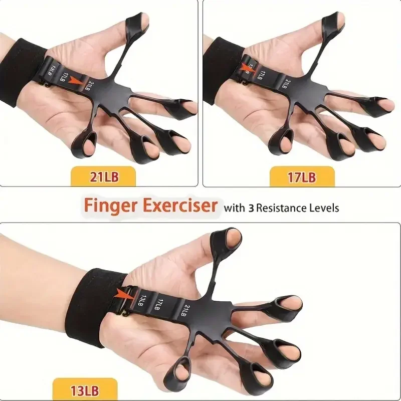 Silicone Finger Exerciser - Hand Therapy Grip Strengthener for Recovery, 5-Finger & Wrist Rehabilitation Trainer