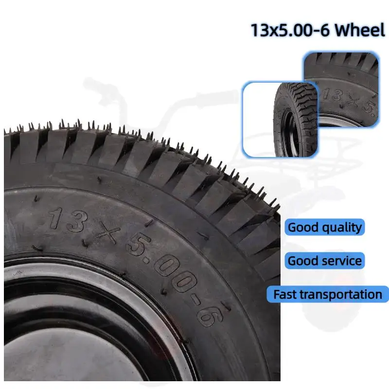 

Премиальная сверхмощная шина для квадроциклов 13x5.00-6 — 6-дюймовая противоскользящая бескамерная вакуумная шина с черными ободами, совместимая с гольф-картами Go Kart