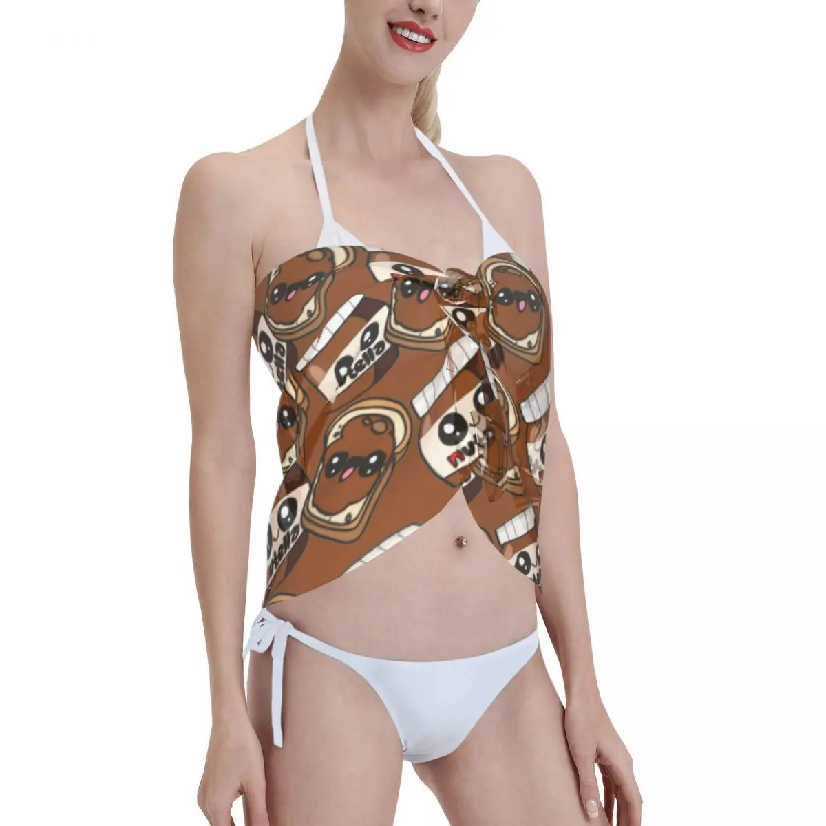 N-nutellas – Sarongs courts personnalisés pour femmes, enveloppe de plage, nourriture rétro, chocolat, pour maillots de bain, robe portefeuille pour Bikini, Cover-up pour maillot de bain