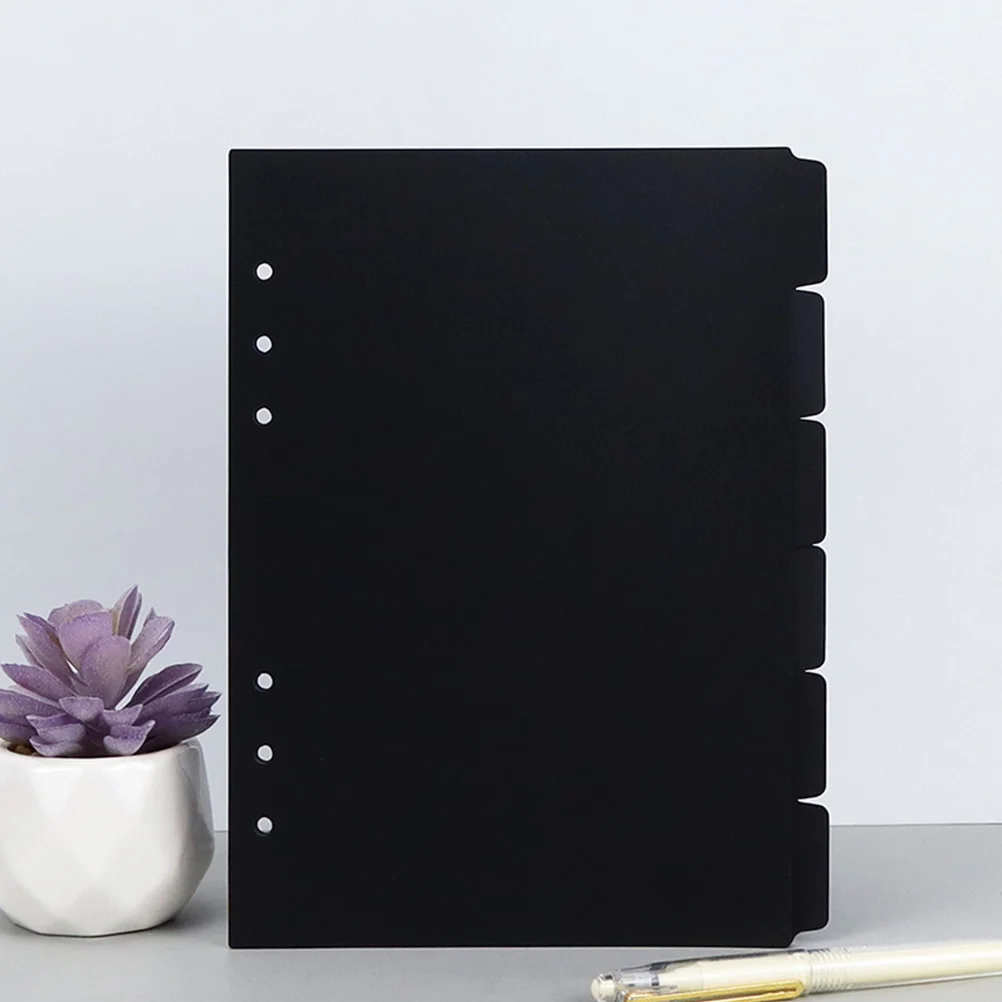 6 Pcs Notebooks A5 Loose Leaf Divider Page Card Binder Plastic Dividers Black Pp A4 Notepad