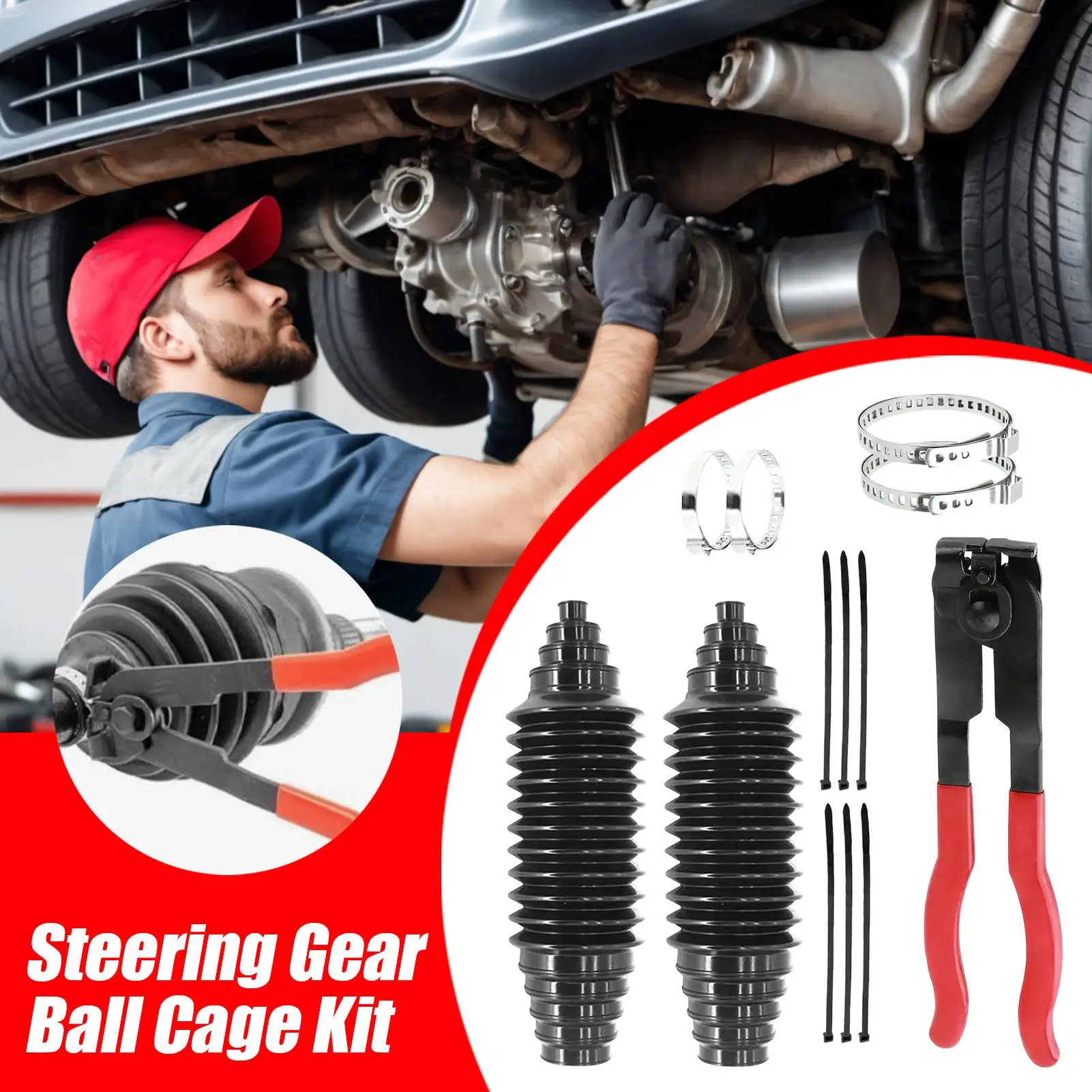 Kit de inicialização de cremalheira de direção de carro, 2 peças, à prova de poeira, universal, suprimentos automotivos, cremalheira de direção, capa contra poeira para suv, rv, veículo, inverno frio