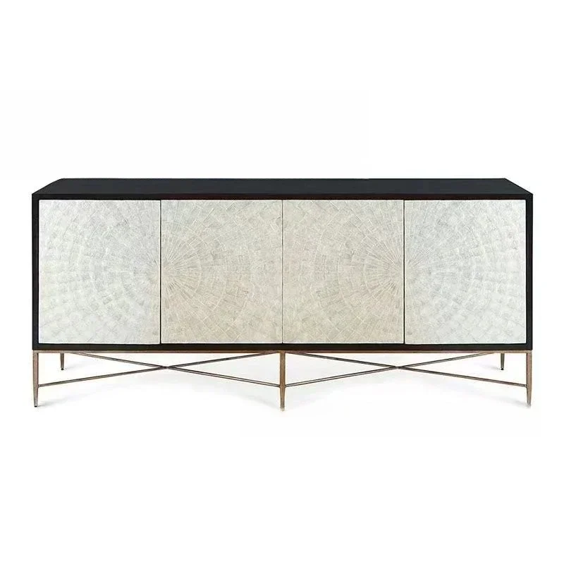 Light luxury solid wood TV cabinet furniture living room simple modern four-door locker fashionable shell