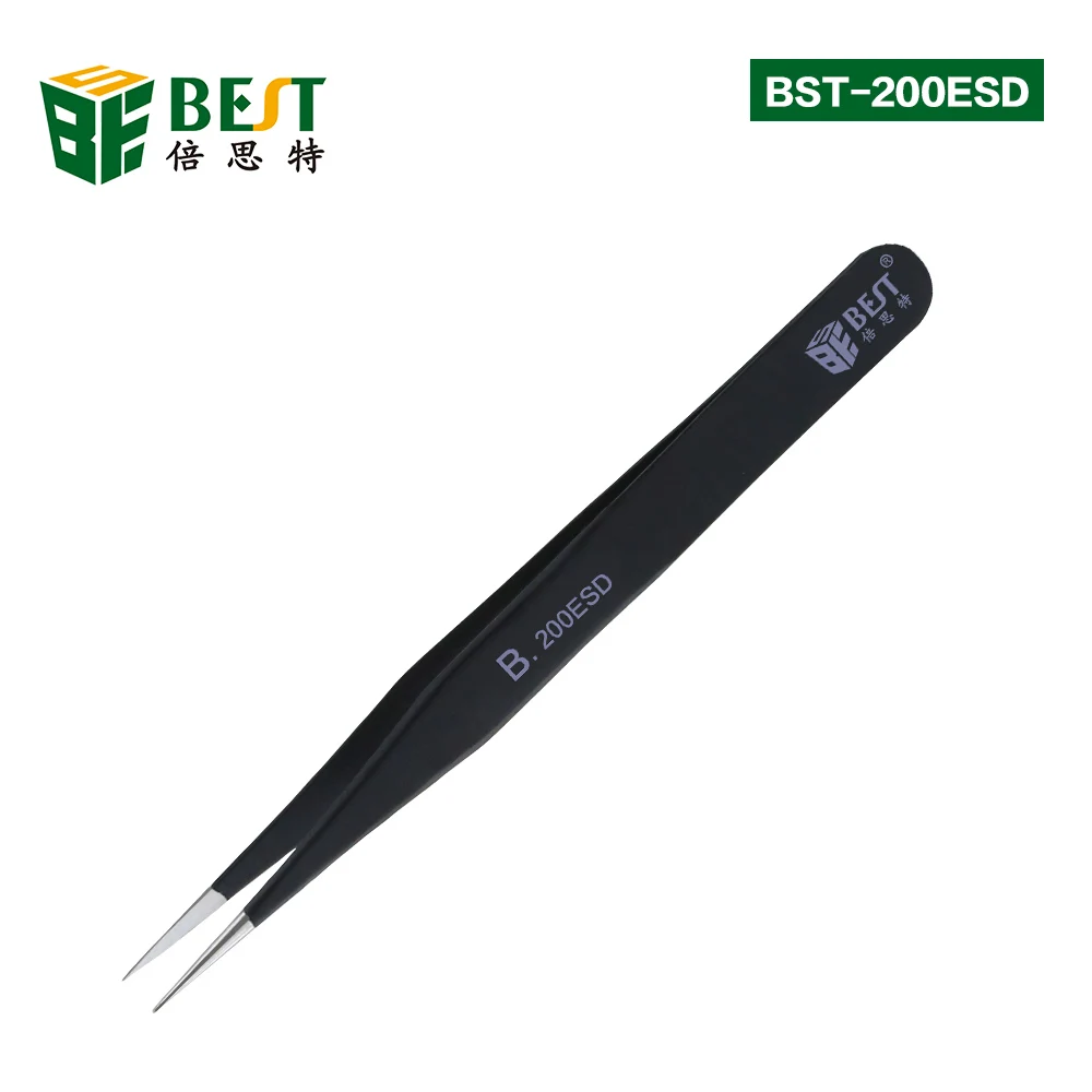 

BST-200ESD 10pcs/lot Anti-static ESD Straight Tweezers for Phone Repairing Eyelash Making and Maintenance Repair