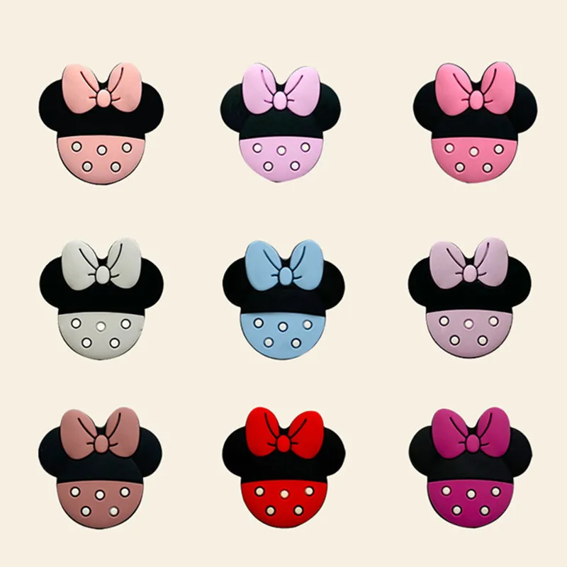 6pcs Minnie Baby Silicone Beads Food Grade DIY Infant Pacifier Chain Accessories Cartoon Mouse Mini Baby Teething Teether Bead