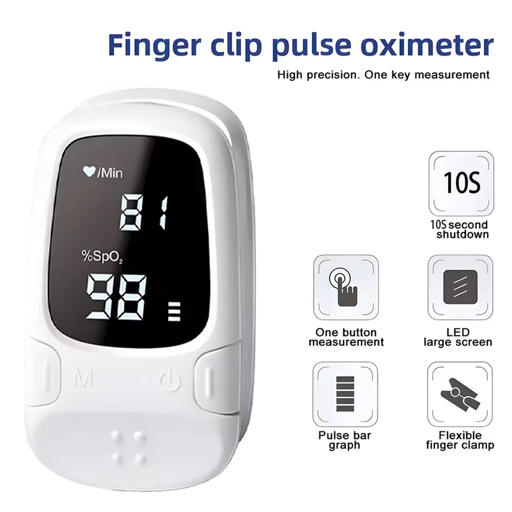LED Display Oximeter Finger Pulse Oximeter Heart Rate Monitor Blood Oxygen Saturation Meter Portable Fingertip Oximeter Testing