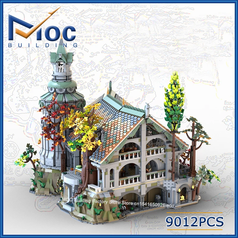 MOC Building Blocks Classic Movie Castle Series Scene Rivendell Tower Hall Model DIY Assemble Bricks Toy Collection Display Gift