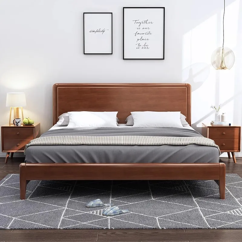 Nordic solid wood bed 1.5m modern simple rental house B&B economy bed 1.8m air pressure storage double bed