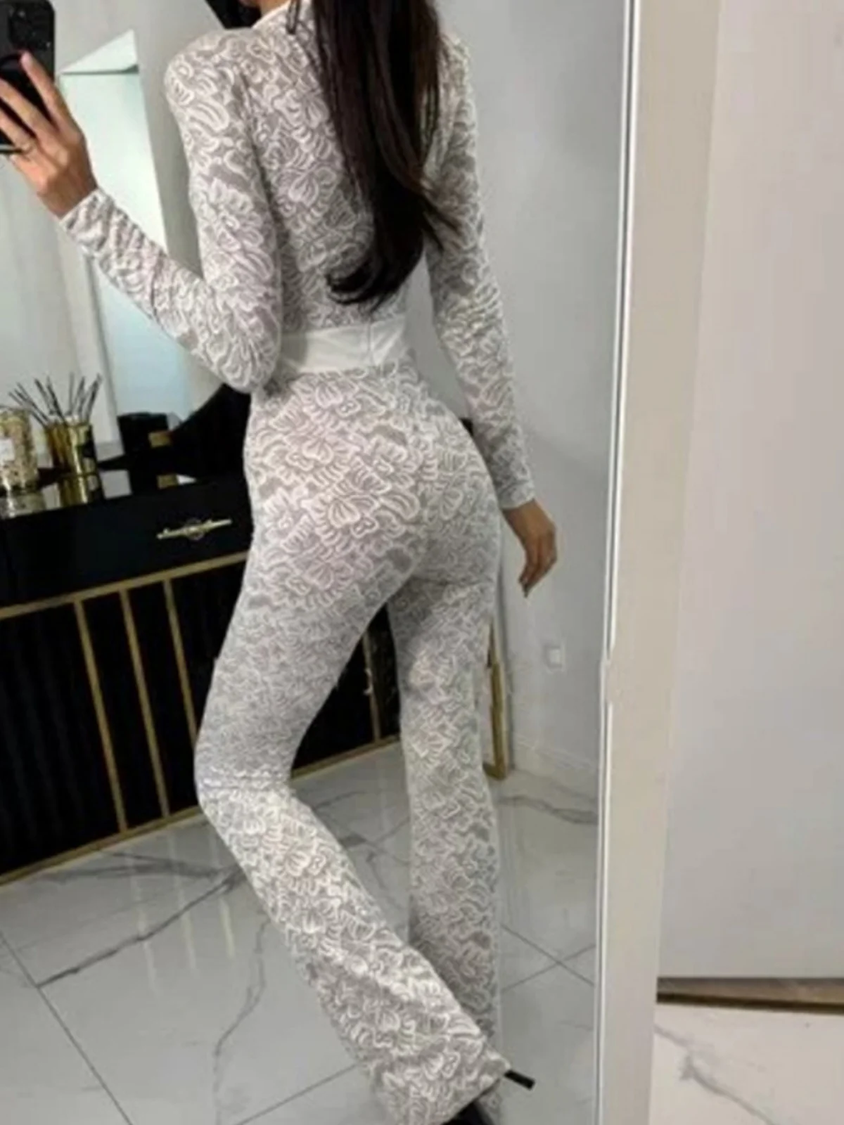 

Сексуальный длинный комбинезон Sve round Ne, женские брюки с высокой талией, зимняя коллекция из полиэстера, модный цельный костюм