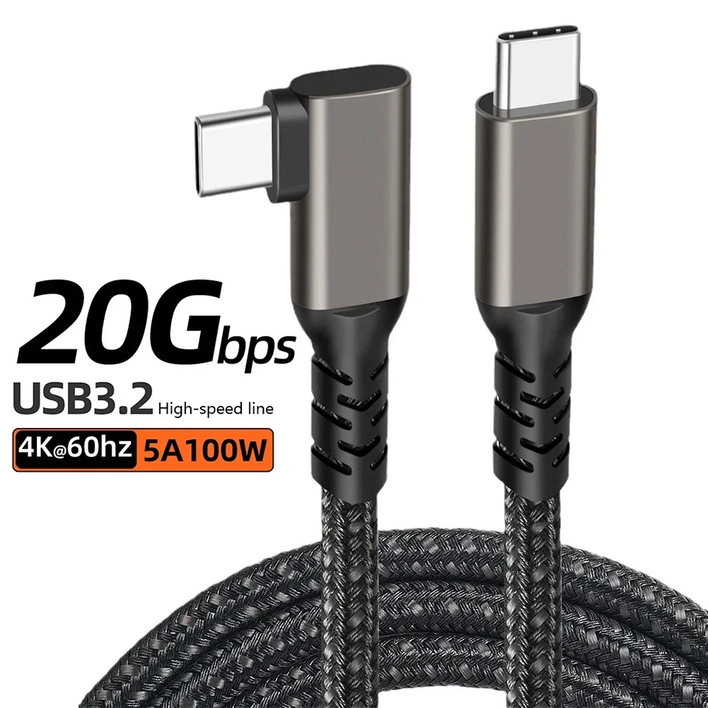 USB 3.2 Gen 2 Cable 10Gbps USB A to USB C 4K60hz 5A 100W Fast Charge Elbow 0.2-3M for Oculus Quest 1/2 VR Link Cable Camera Line