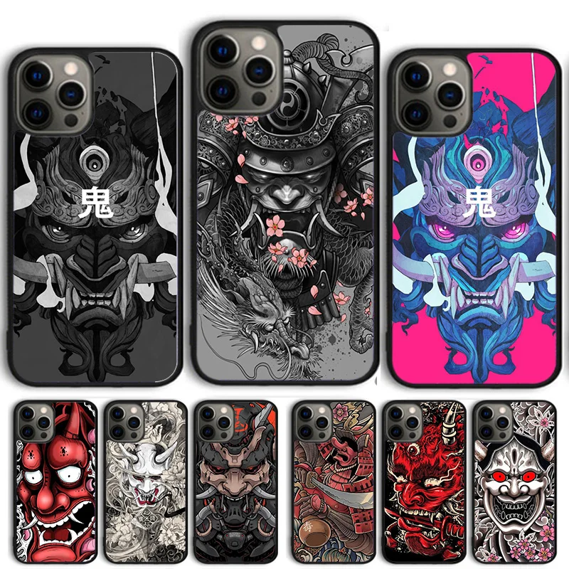 Japanese Oni Hannya Demon Mask cool Phone Case Cover For iPhone 15 16 14 13 12 Pro Max mini 11 Pro Max XS X XR Plus