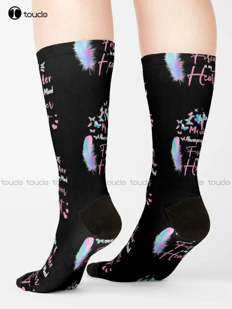 My Sister Always On My Mind Forever In My Heart Socks Long Socks For Women Unisex Adult Teen Youth Socks 360° Digital Print