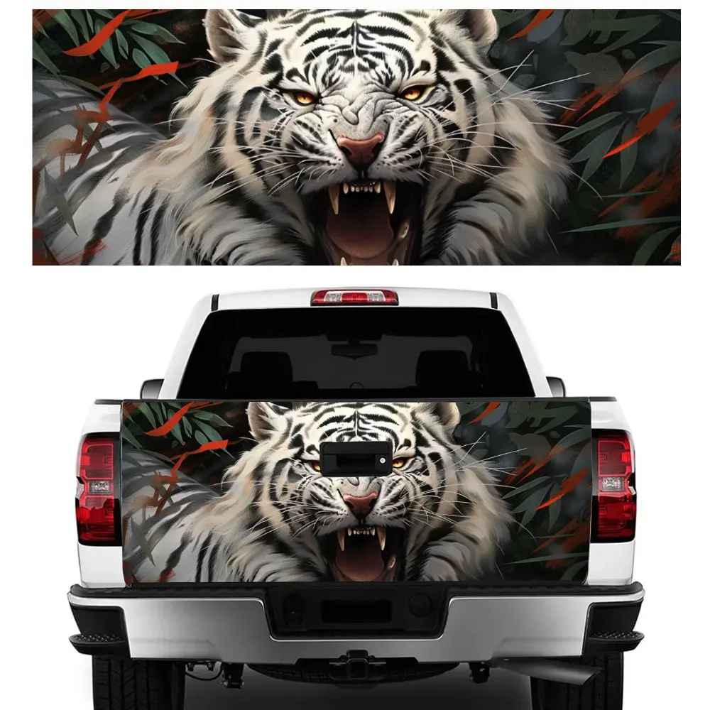 

Opening Mouth Tiger Painting Car Tail Trunk Protect Vinly Decal Auto Accessories DIY Hood Decoration Sticker for Off-road Pickup