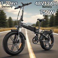 E-Bike 750W Brushless Motor 48V13AH Battery Dual Suspension Folding Electric Bicycle 20-Inch Fat Tire All Terrain Electric Bike