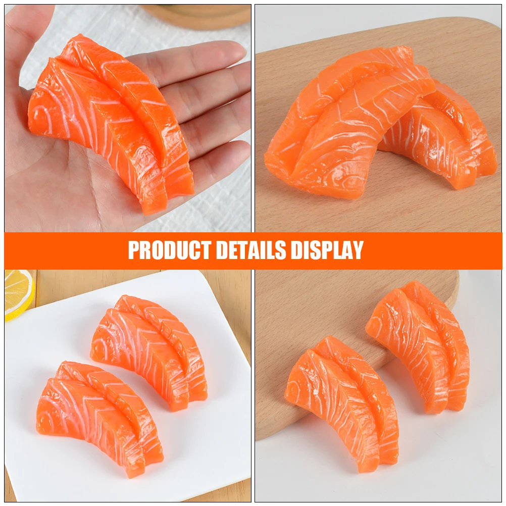 

5pcs PVC Salmon Slices Realistic Imitation Food Decor Artificial Models for Home Kitchen Party Easy Maintenance