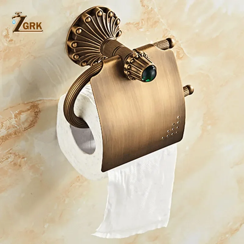 ZGRK Antique Bronze Paper Holder Classic Bathroom Accessories Bath Towel Ring Bath Hardware Bathroom Storage Hooks Tissue