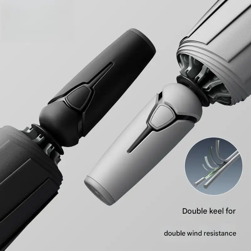 Fully Automatic Enlarged Umbrella for Heavy Rain Men's Large Reinforced Thickened Reverse Folding Car-mounted Storm-resistant