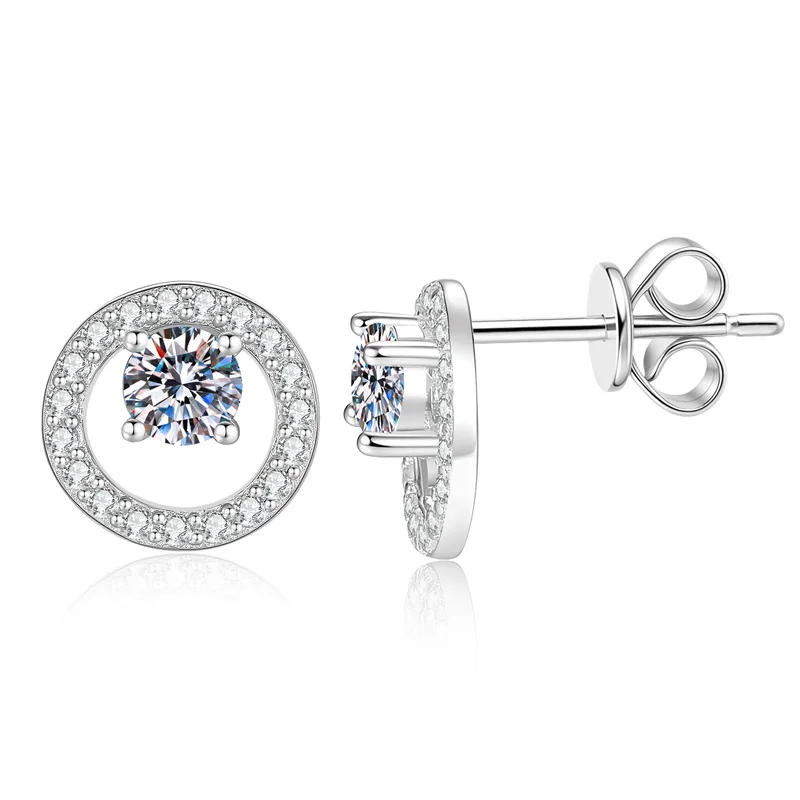 

E356 Lefei Fashion Color D Diamond-set Classic Moissanite Bubble Circle Earring For Women 925 Sterling Silver Party Jewelry Gift