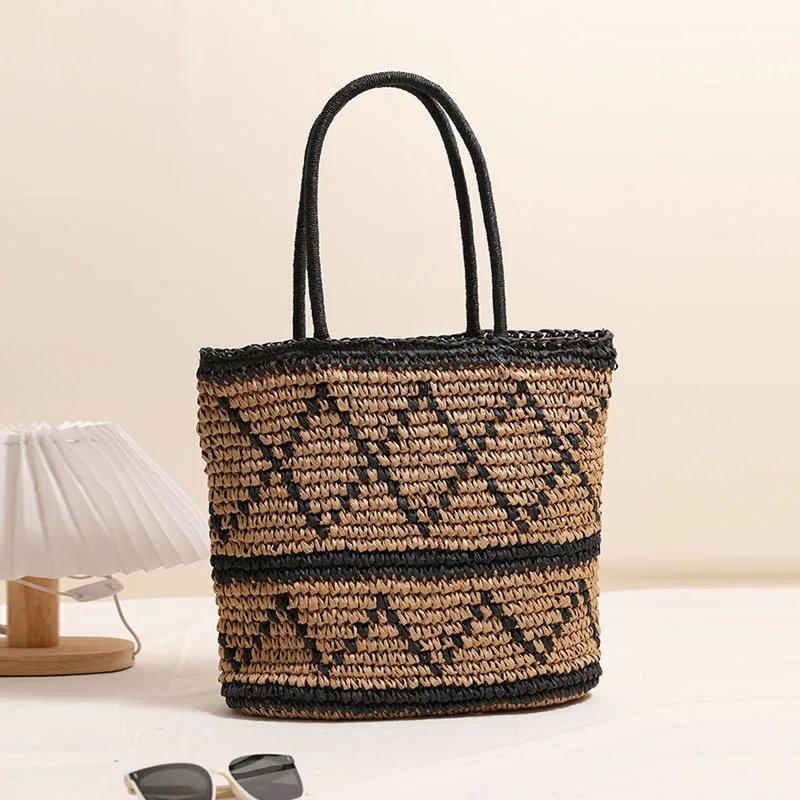 

Vintage Large Woven Straw Tote Bag Summer Women Shoulder Handbag Holiday Beach Vacation Travel Bags Fashion Handbags for 2026