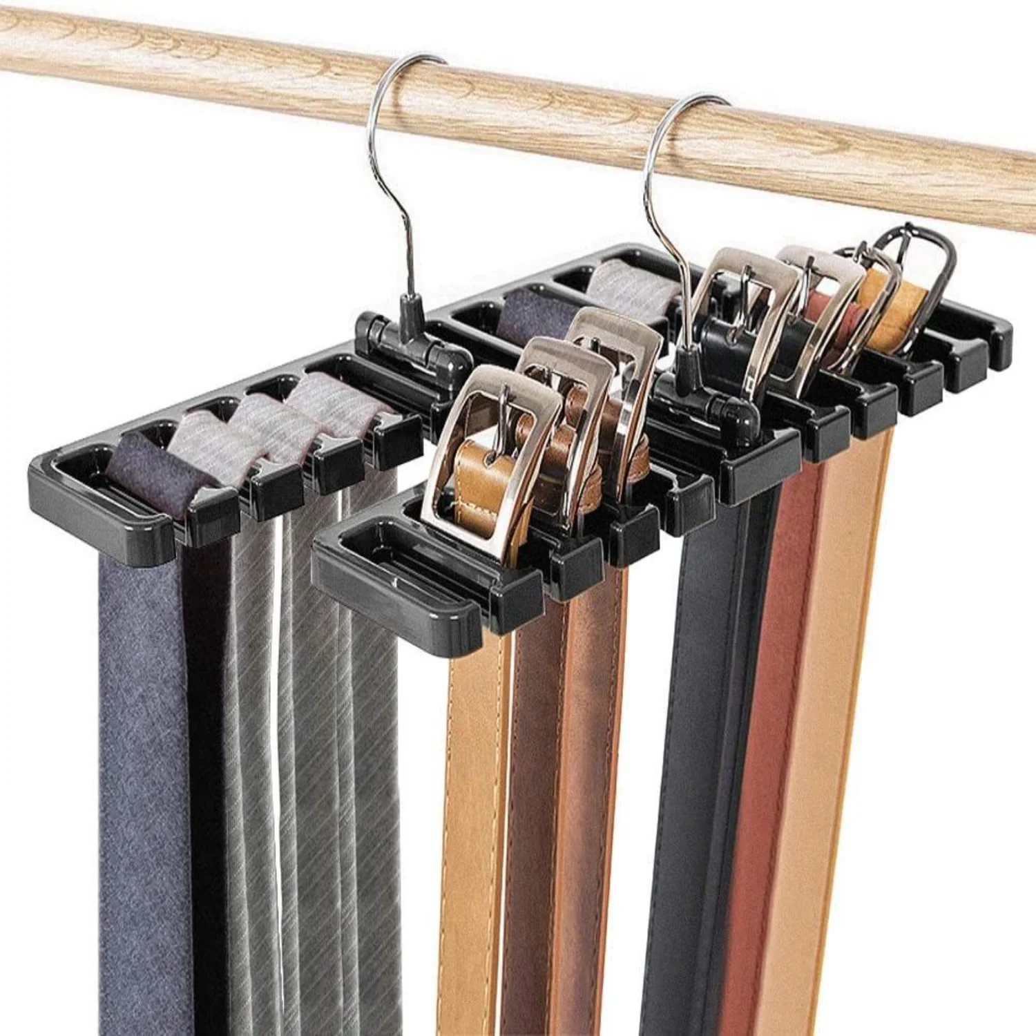 

2PCS Premium No-slip Belt & Clothing Hangers - Durable, Multi-hole Design for Ties, Pants, Scarves - Space-saving Closet Organiz