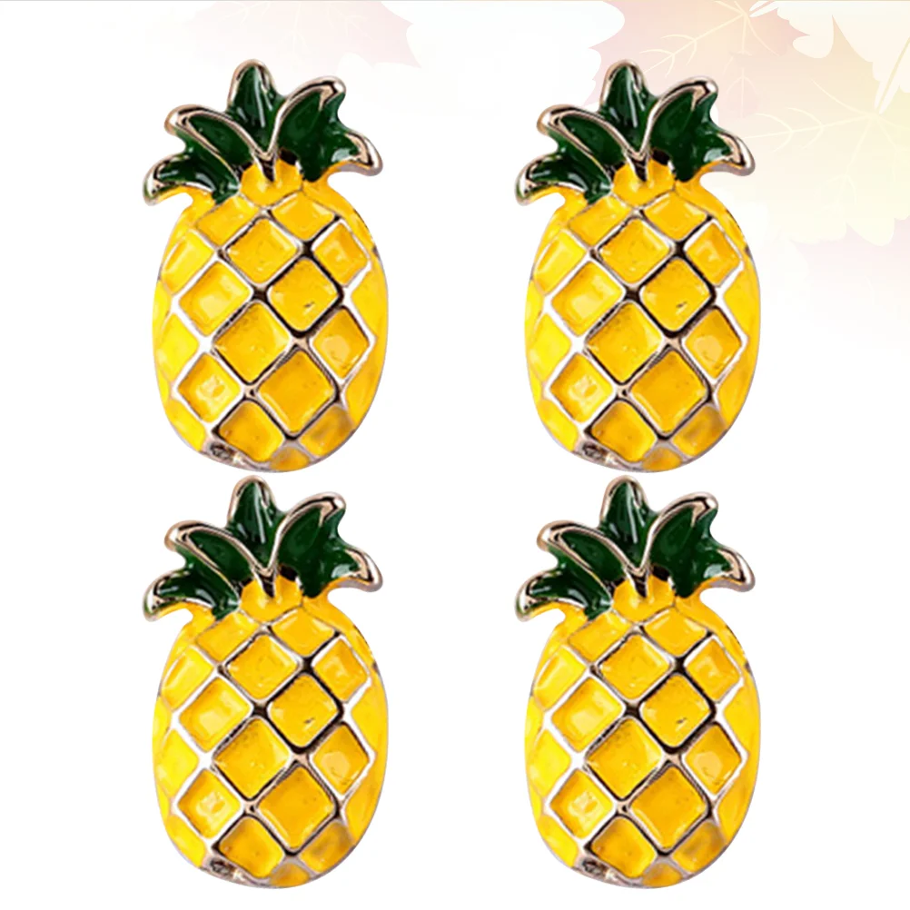 4 Pcs Dress Badge Pin Brooches for Women Clothes Pins Breastpin Children's Clothing Pineapple Charm