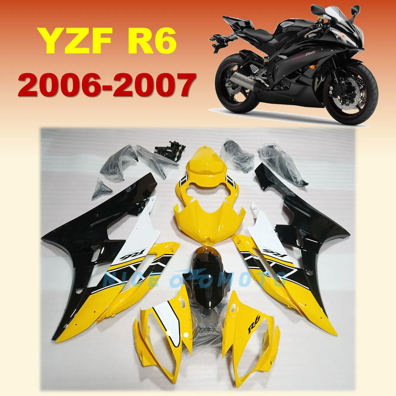 YZF-R6 2006 2007 ZXMT Bodywork Housing For YZF R6 06 07 YAMAHA Yellow Black Superior Motorcycle ABS Fairings kit