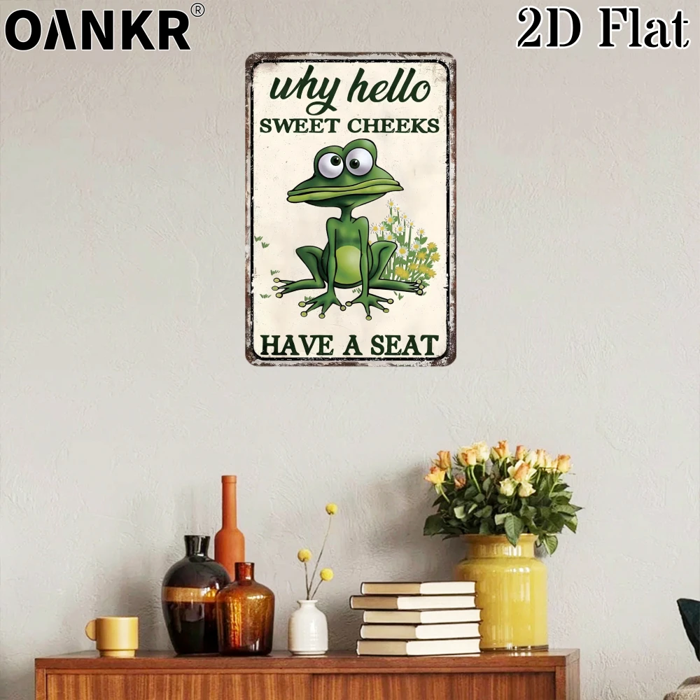 Retro Frog Bathroom Metal Tin Sign, Funny 