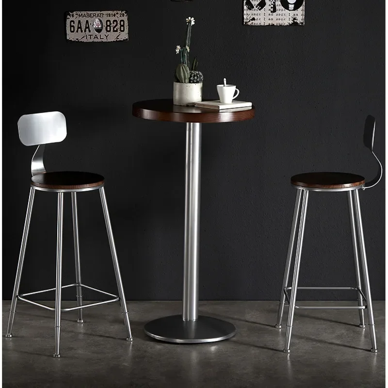 Modern Minimalist Iron Bar Chair High Foot Counter Stool Comfortable Backrest Restaurant Seat Stable Load-Bearing Home Furniture