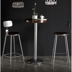 Modern Minimalist Iron Bar Chair High Foot Counter Stool Comfortable Backrest Restaurant Seat Stable Load-Bearing Home Furniture