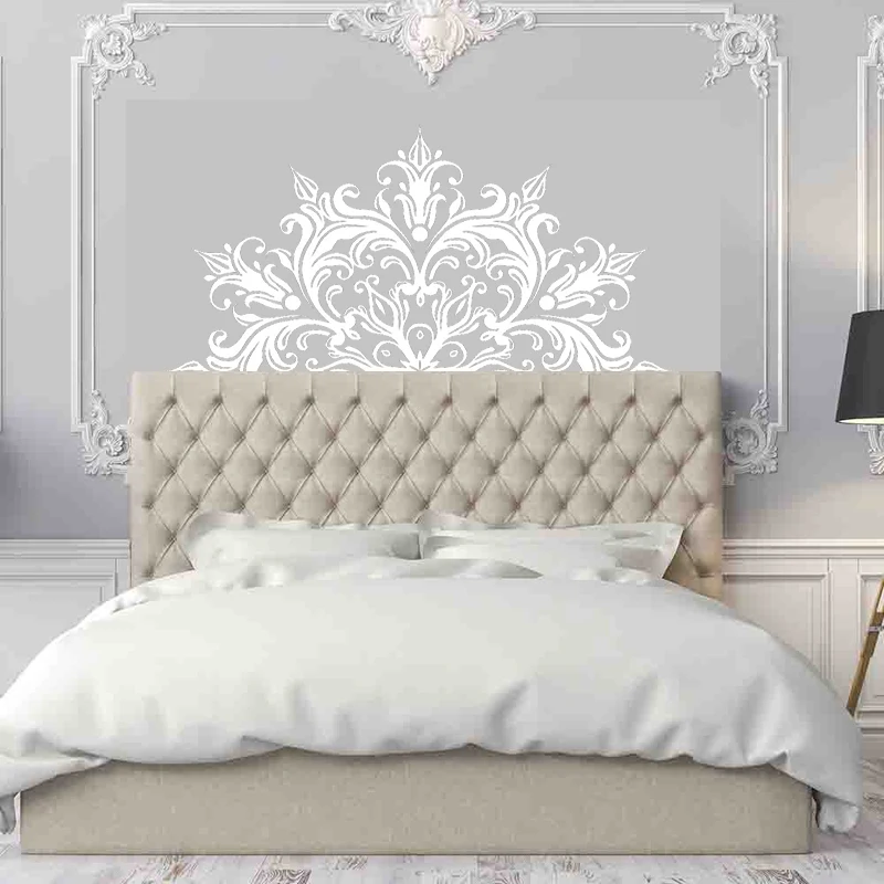 Pół naklejka ścienna Mandala zagłówek Zen Decor Lotus Mandala kwiatowa naklejka Vinyl sypialnia indyjska joga naklejka do dekoracji w stylu boho MT41