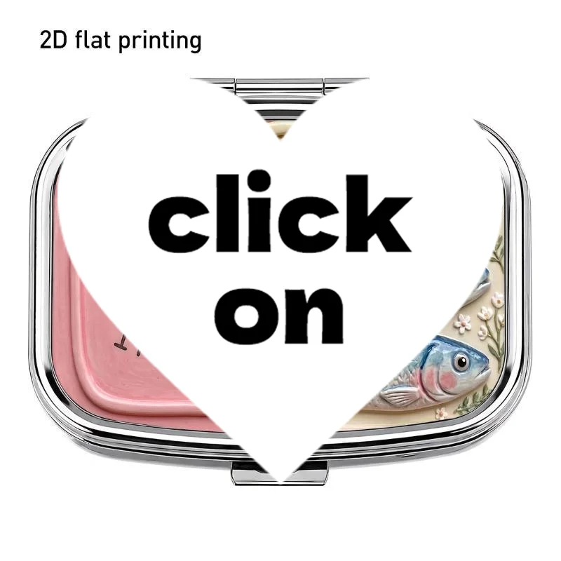 2 Compartments Metal Pill Box, It's Fine I'm Fine Sardine Print Portable Pocket Pill Case, Mini Travel Medicine Storage Contain