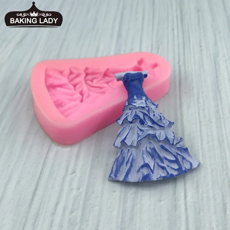

MNYB Princess Bride Wedding Dress Skirt Silicone Mold Chocolate Cake Baking Tools Ladies Kitchen Cake Decorating Tools