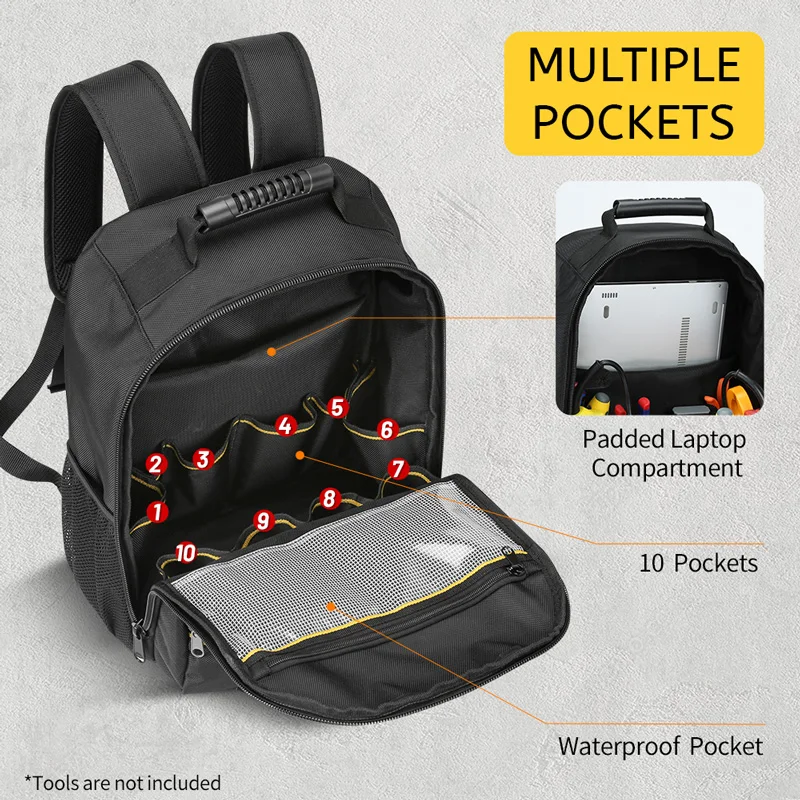 Tool Bag Backpack, Multi-Tool Pouch With Shoulder Strap, Durable And Water-Resistant Canvas Bag For Electricians And Handyman