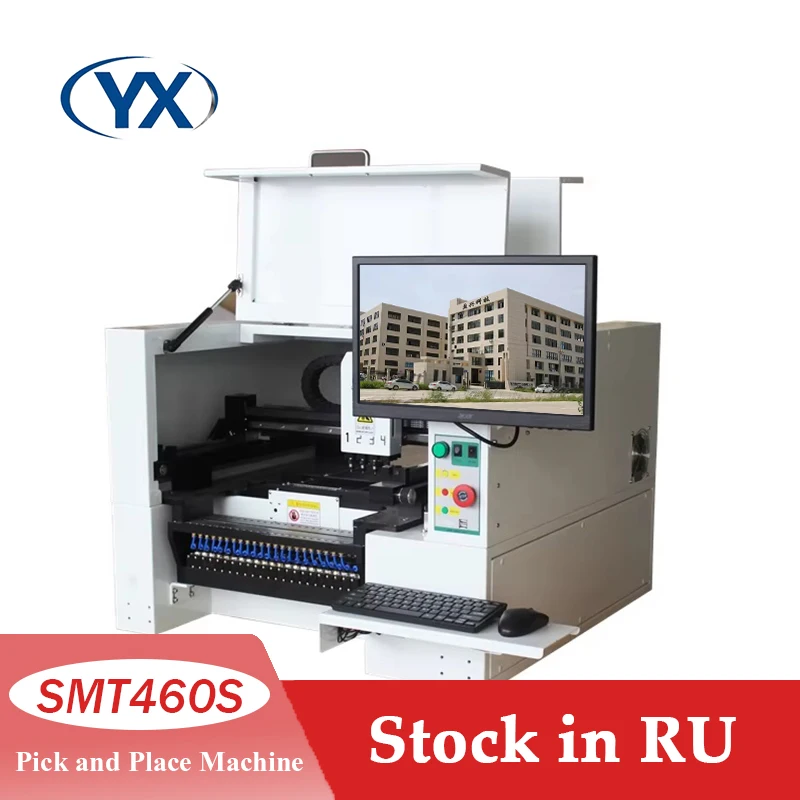 Stock in Russia High Quality SMD Pick and Place Robot Machine SMT460S With 64 Feeders 6 Camera+Servo Motor+Guide Screw