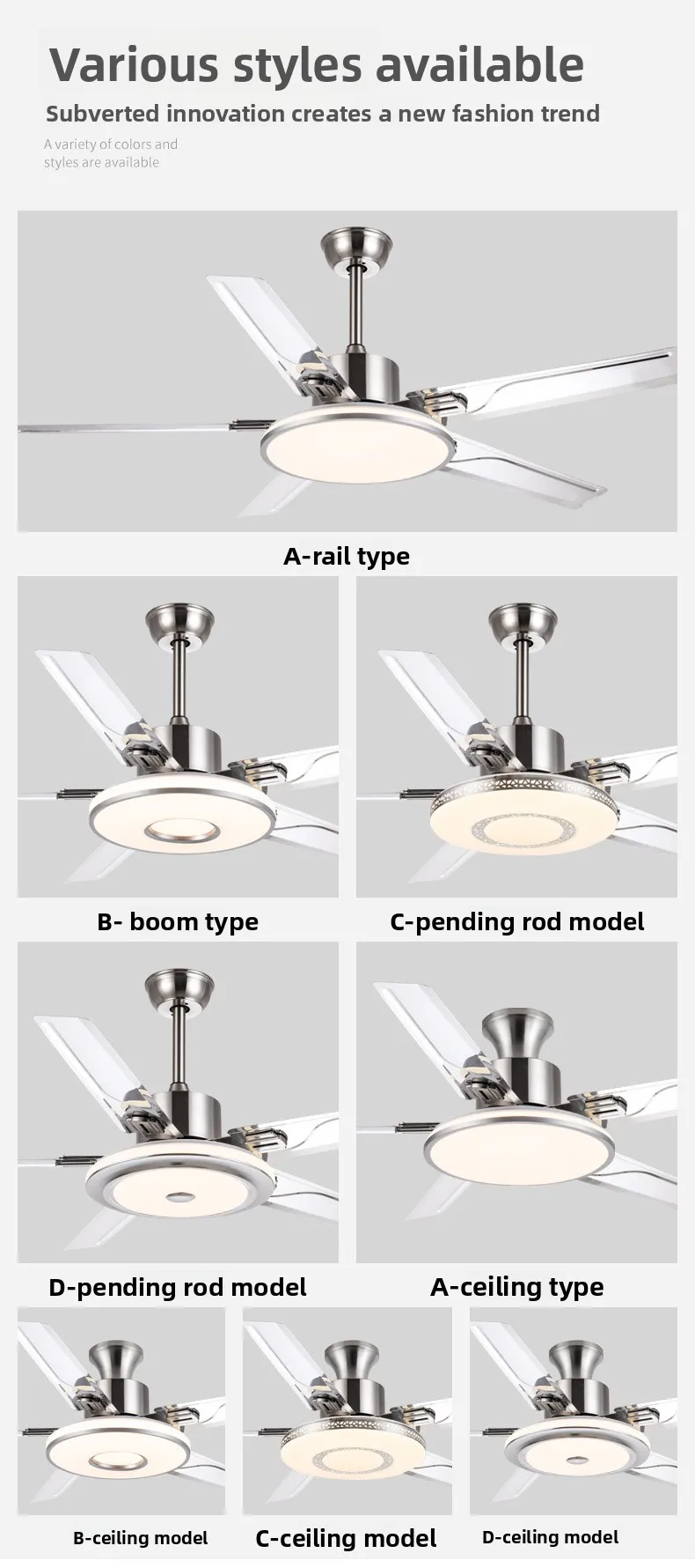 52 inch five-leaf ceiling fan light stainless steel home living room dining room hanging live fan chandelier integrated eye view 4