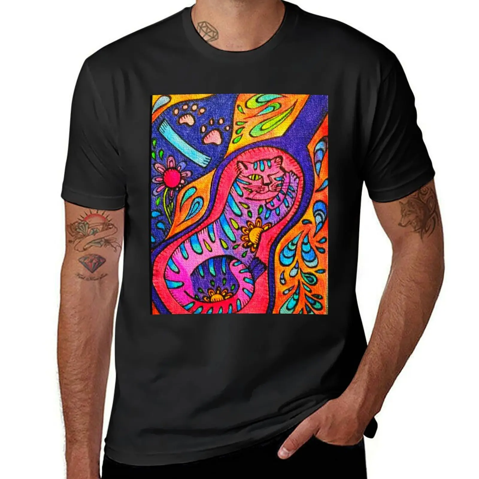 Guitar Case Cat T-Shirt boys animal print tees anime clothes men t shirt